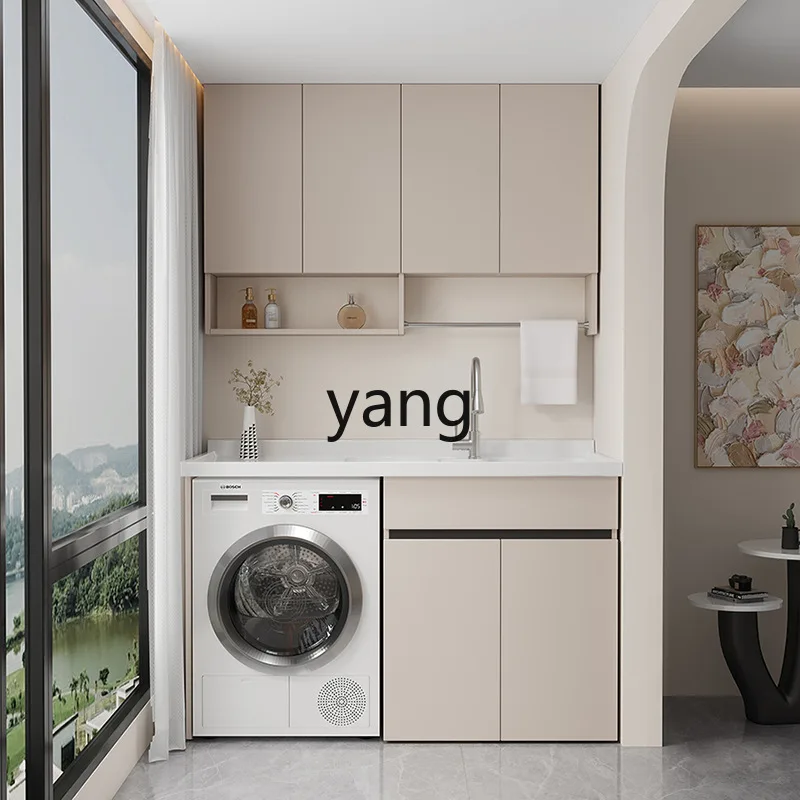 LMM thickened aluminum honeycomb balcony cabinet balcony washing machine cabinet artificial stone basin sun protection