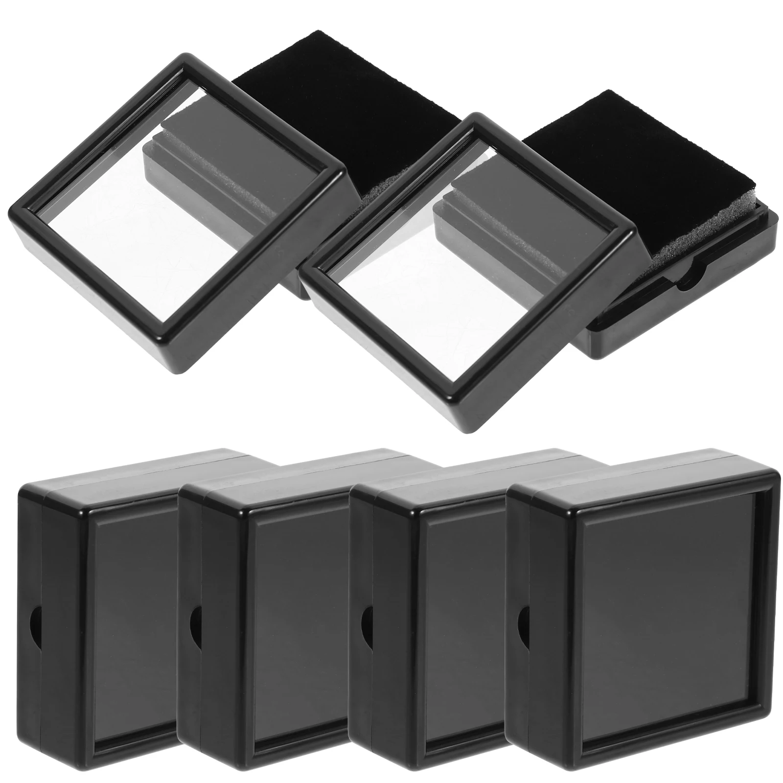 

6pcs Gemstone Display Boxes Black Jewelry Cases for Necklace Ring Brooch Lapel Pin Holder Medal Storage Box Lightweight Compact