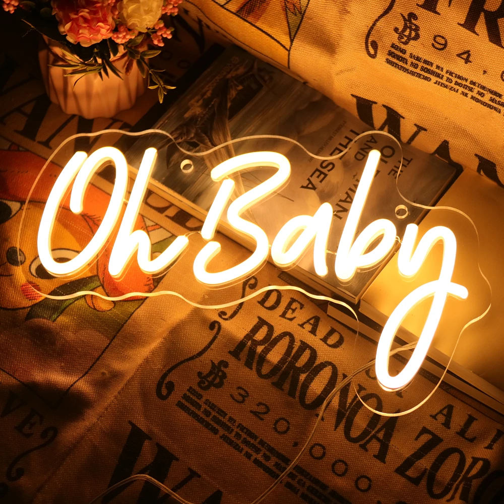 Oh Baby Neon Light Sign Led Light With Transparent Acrylic Oh Baby Led Letters Neon Light Led Sign Wedding Party Decor
