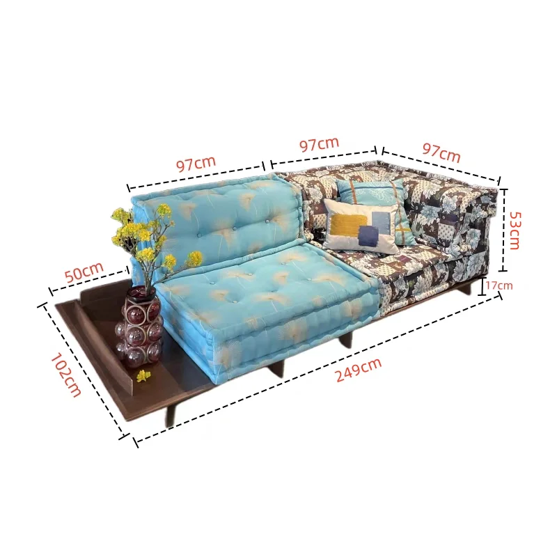 Modern Modular Linen Sofa Set Solid Wood Living Room Furniture