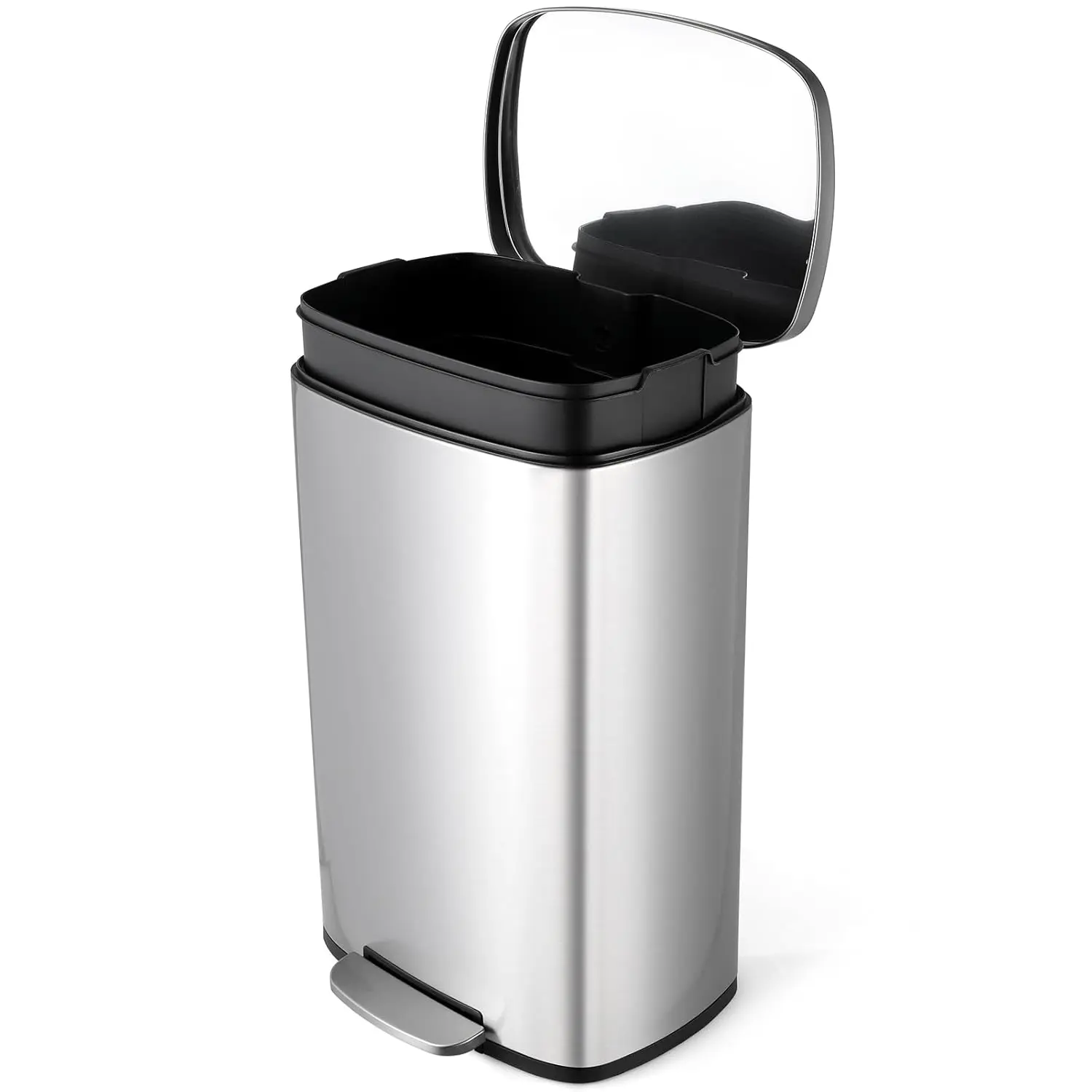 

8 Gal Kitchen Trash Can, 30L Recycling or Garbage Bin, Brushed Stainless Steel Waste Basket, Soft&Quiet Close, Customized
