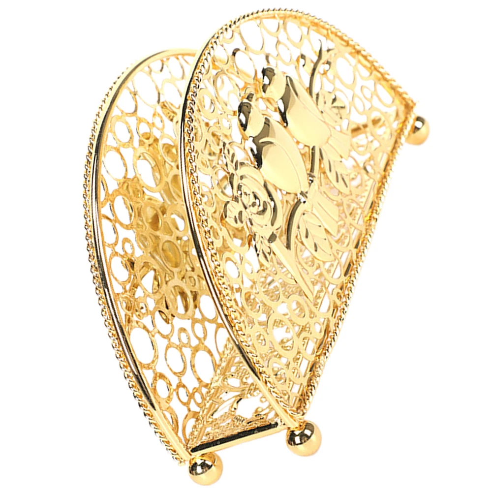 

Creative Vertical Napkin Holder Fan Shaped Hollow Iron Art Restaurant Table Decorative Sturdy Kitchen Dispenser Basket for Home