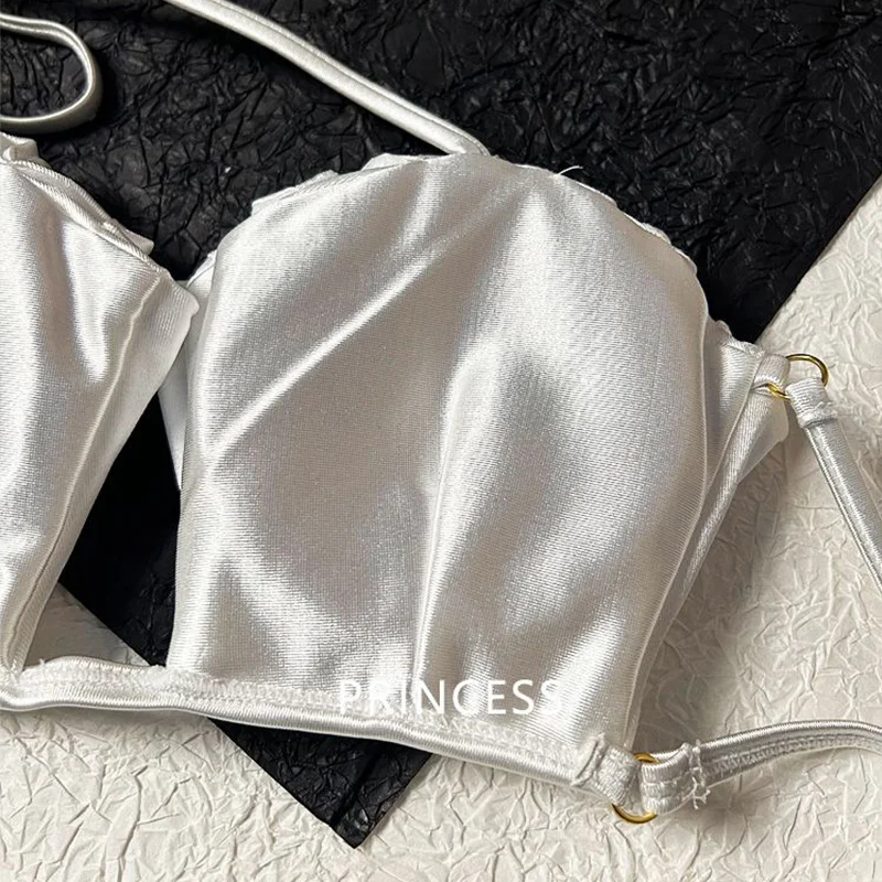 Conjunto de Bikini blanco de concha de perla Premium, Top de princesa de pez humano, traje de baño de pecho pequeño, ropa interior de viaje para Fiesta EN LA Piscina, vacaciones en la playa