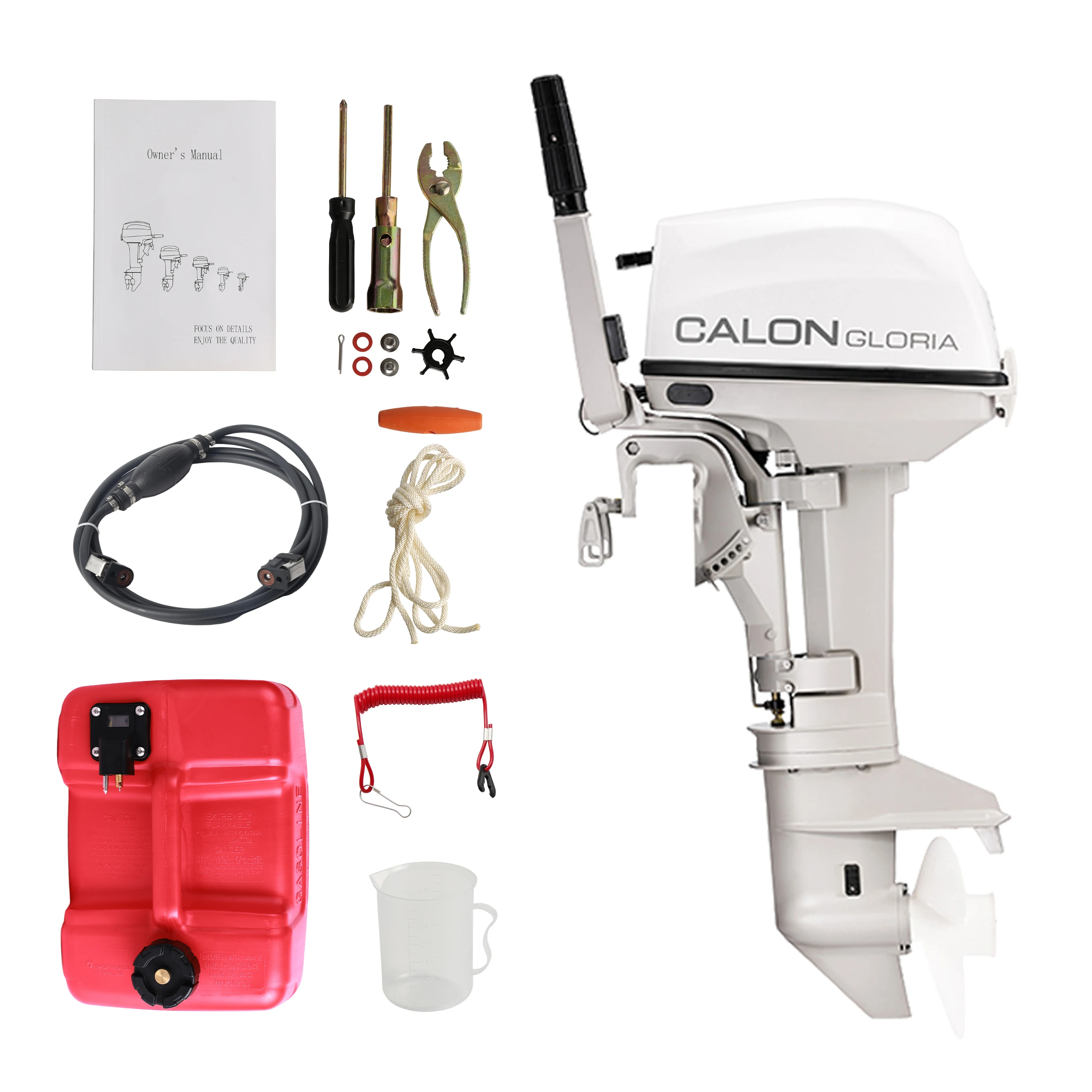 

2 Stroke 9.8HP Calon Outboard Motor with Fuel Tank, 169cc Heavy Duty Long Shaft Fishing Boat Engine with Water Cooling System &