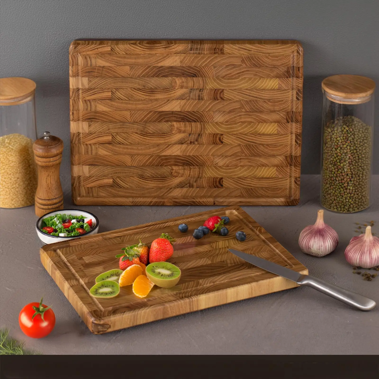 Teak Wood Cutting Board - Durable Solid Wood Chopping Block for Fruits & Vegetables, Perfect for Kitchen Prep & Presentation