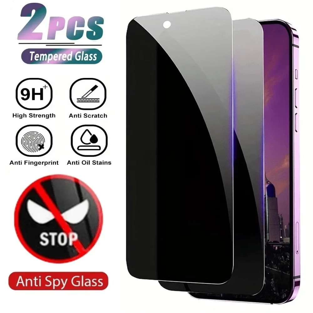 2 Stück Anti-Spy-Hartglasfolie für iPhone 16 15 Pro Max 16E 12 13 Mini-Displayschutzfolie für iPhone 14 13 12 11 Pro 15 14 Plus