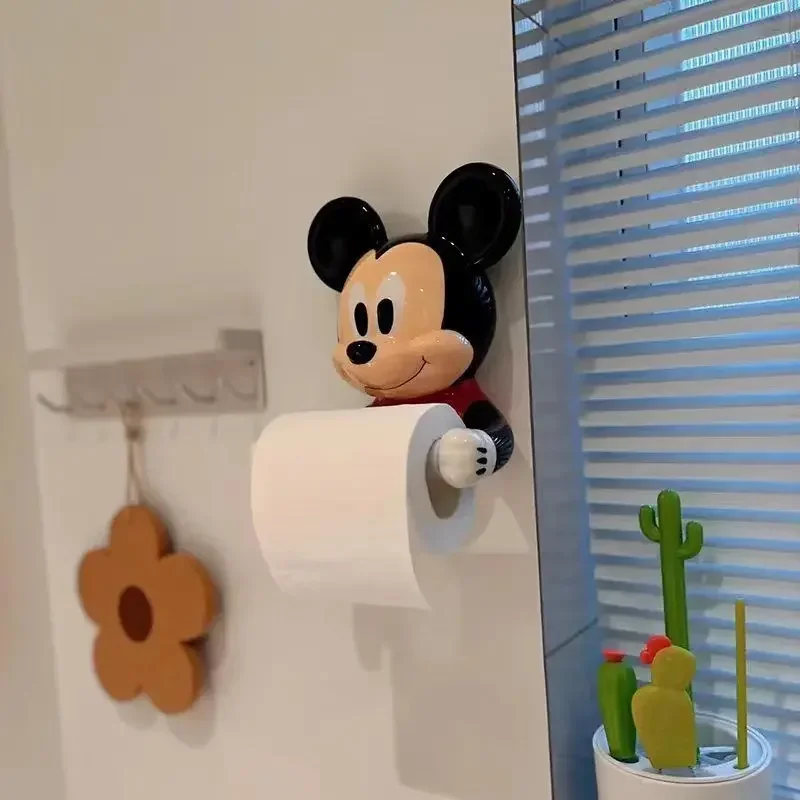 Disney Mickey Mouse Creative Toilet Bathroom Shelf  Cartoon Perforation-free Toilet Paper Wall-mountable Roll Paper decorations