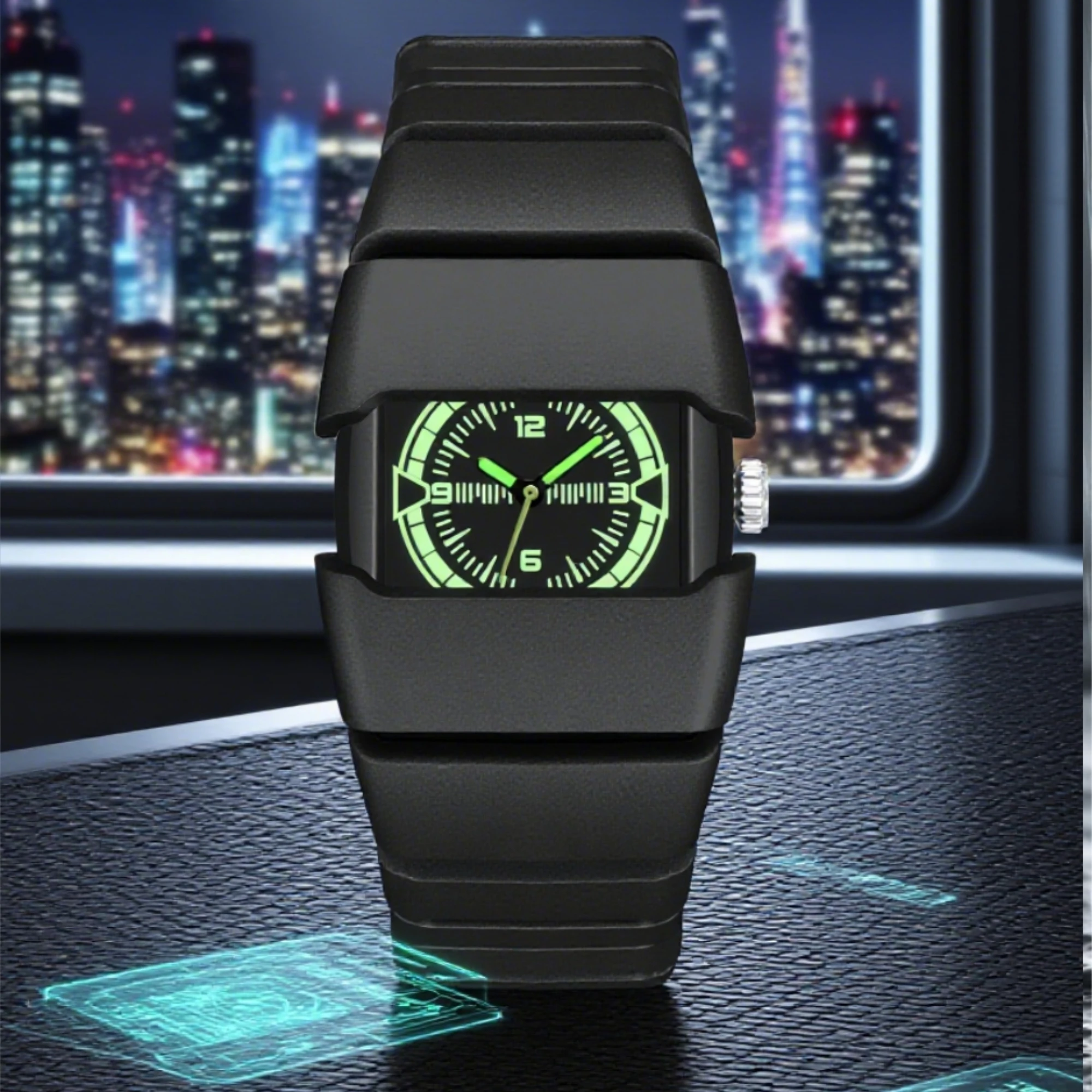 2025 ساعة عصرية بنمط إبداعي بتصميم فريد من نوعه كوارتز ساعة رجالية بنمط رياضي مصنوعة من مادة بلاستيكية