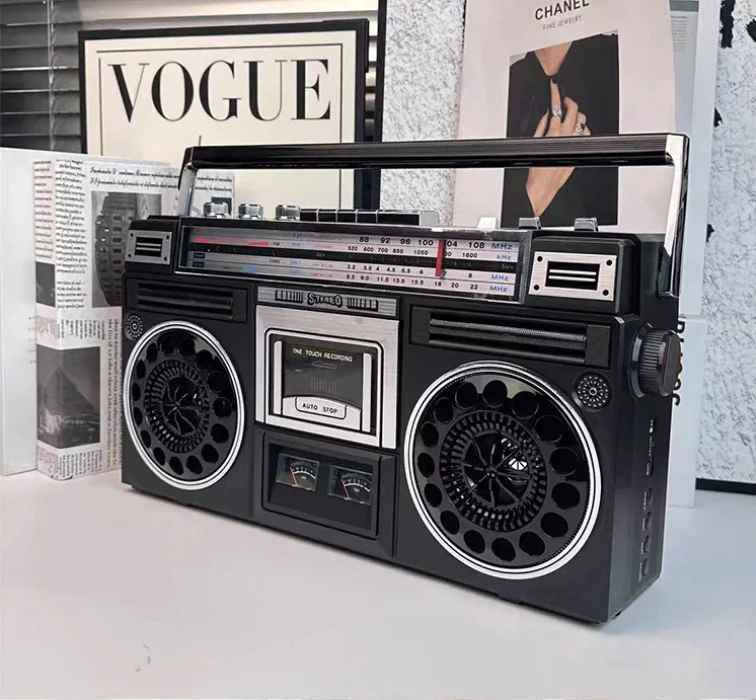 

Retro Stereo Dual Speaker Radio Recorder Convenient Tape Machine Bluetooth U Disk TF Card