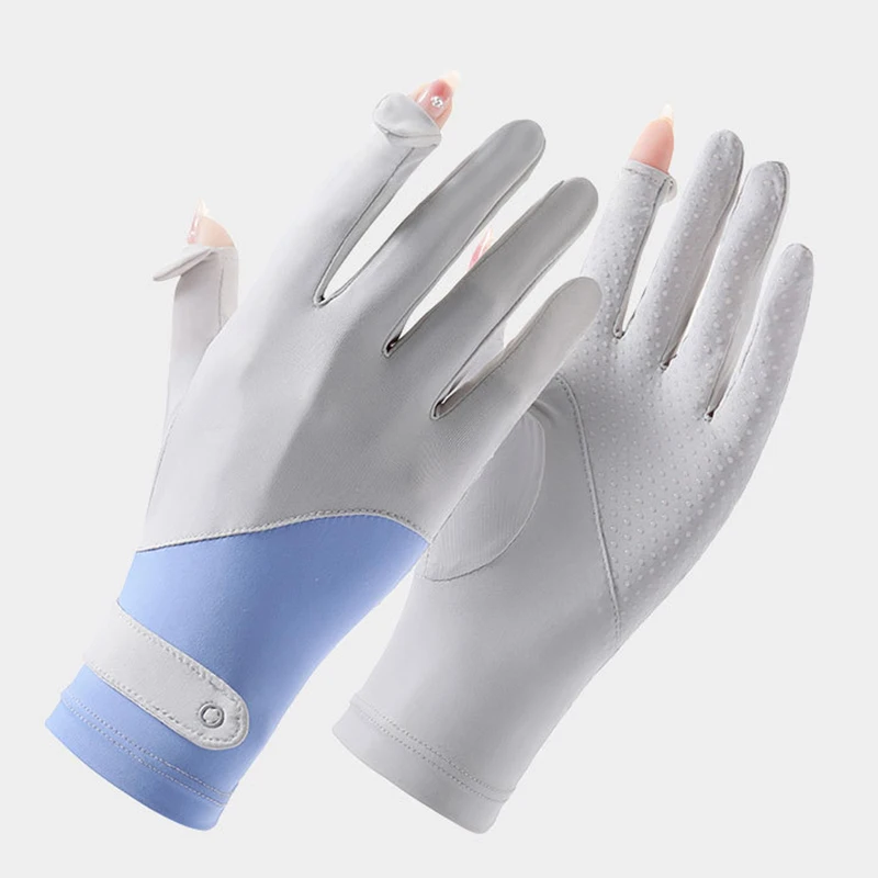 

Summer Sunscreen Thin Gloves Breathable Anti-UV Cooling Fabric Slip Fingerless Touch Screen Gloves For Outdoor Cycling Driving