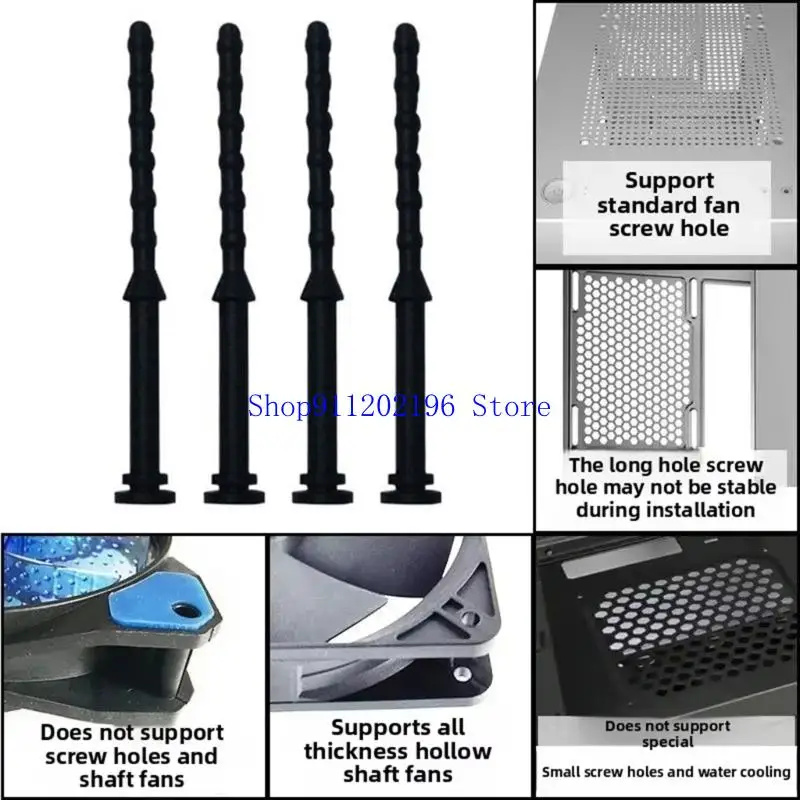 

P82A PC Cooling Fan Silicone Anti Vibration Rivets Enhances Noise Suppression Rubber Fasteners Case Fan Dampening Pads