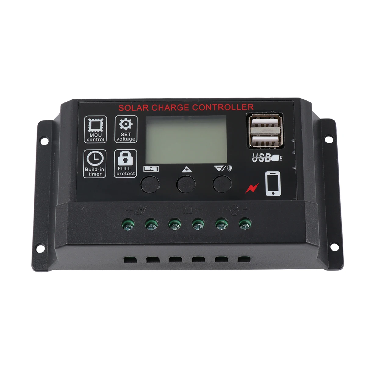 

Solar Charge Controller 12V Simple Voltage Black Generator PWM LCD Display Over Current Protection Regulator Panel