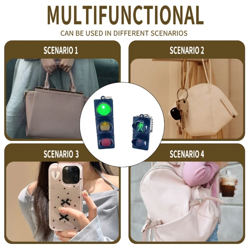 2 قطعة محاكاة إشارة المرور الإلكترونية المفاتيح قلادة صغيرة المشاة ضوء LED الباعثة للضوء لعبة أطفال لعبة المعرفية هدية #6