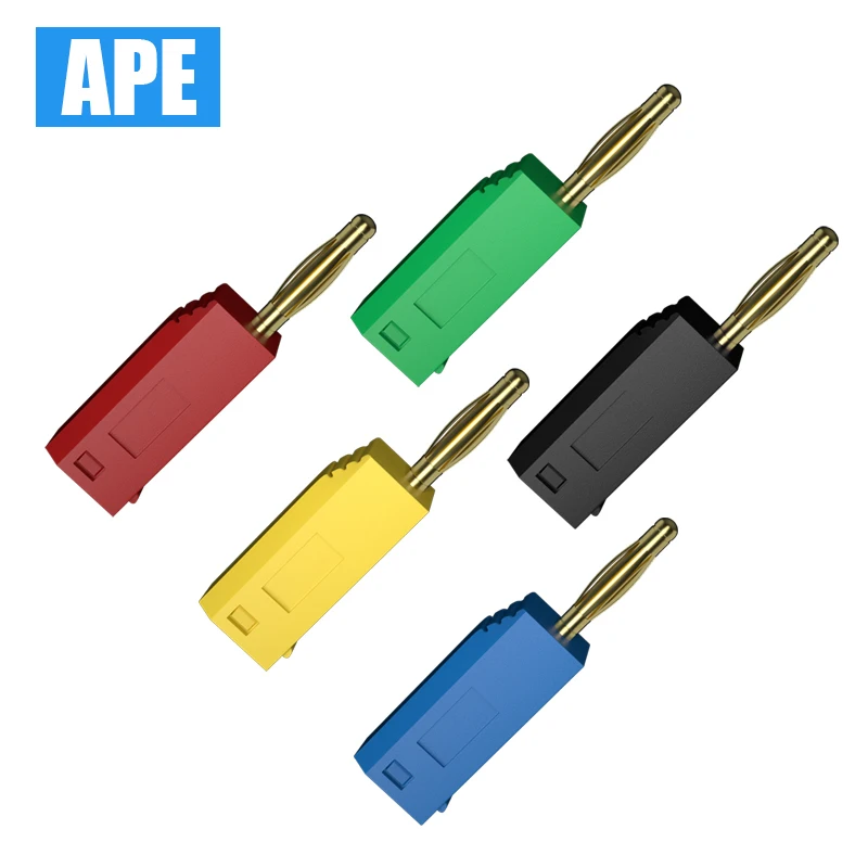 10PCS 2mm Banana Plug Safety Stackable Solder In line DIY assembly Test leads connectors 5 Colors