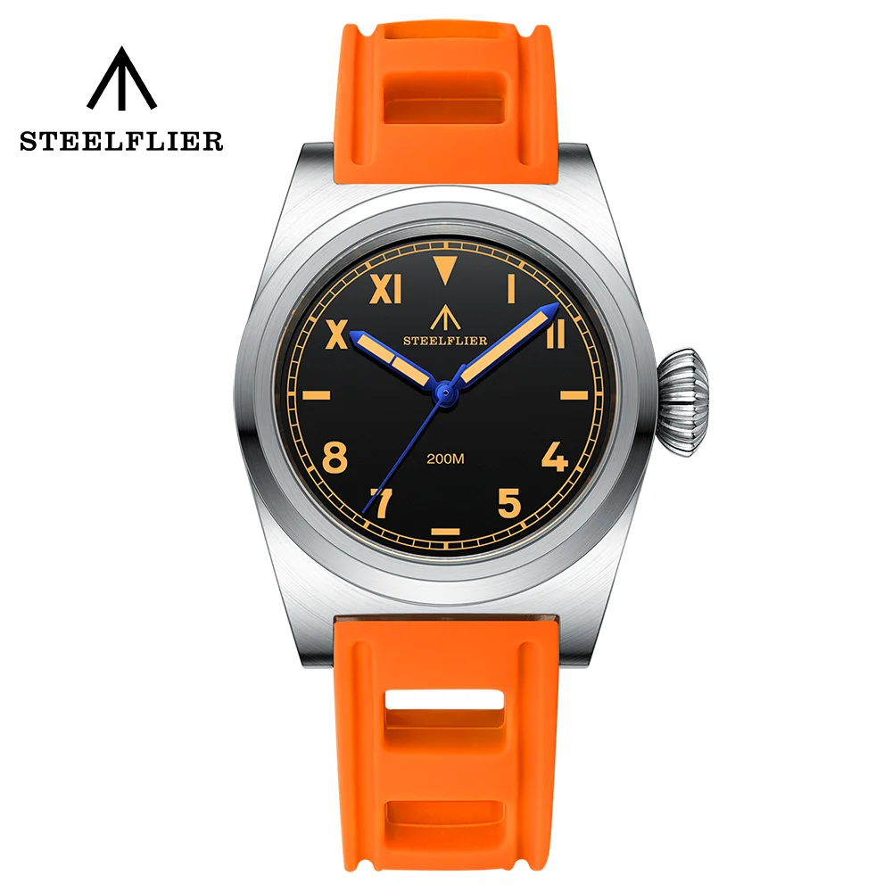 STEELFLIER Official Square Wristwatch VH31 Mute Movt Swiss Luminous 20Bar Waterproof Sapphire Mirror Sweep Second Quartz Watch