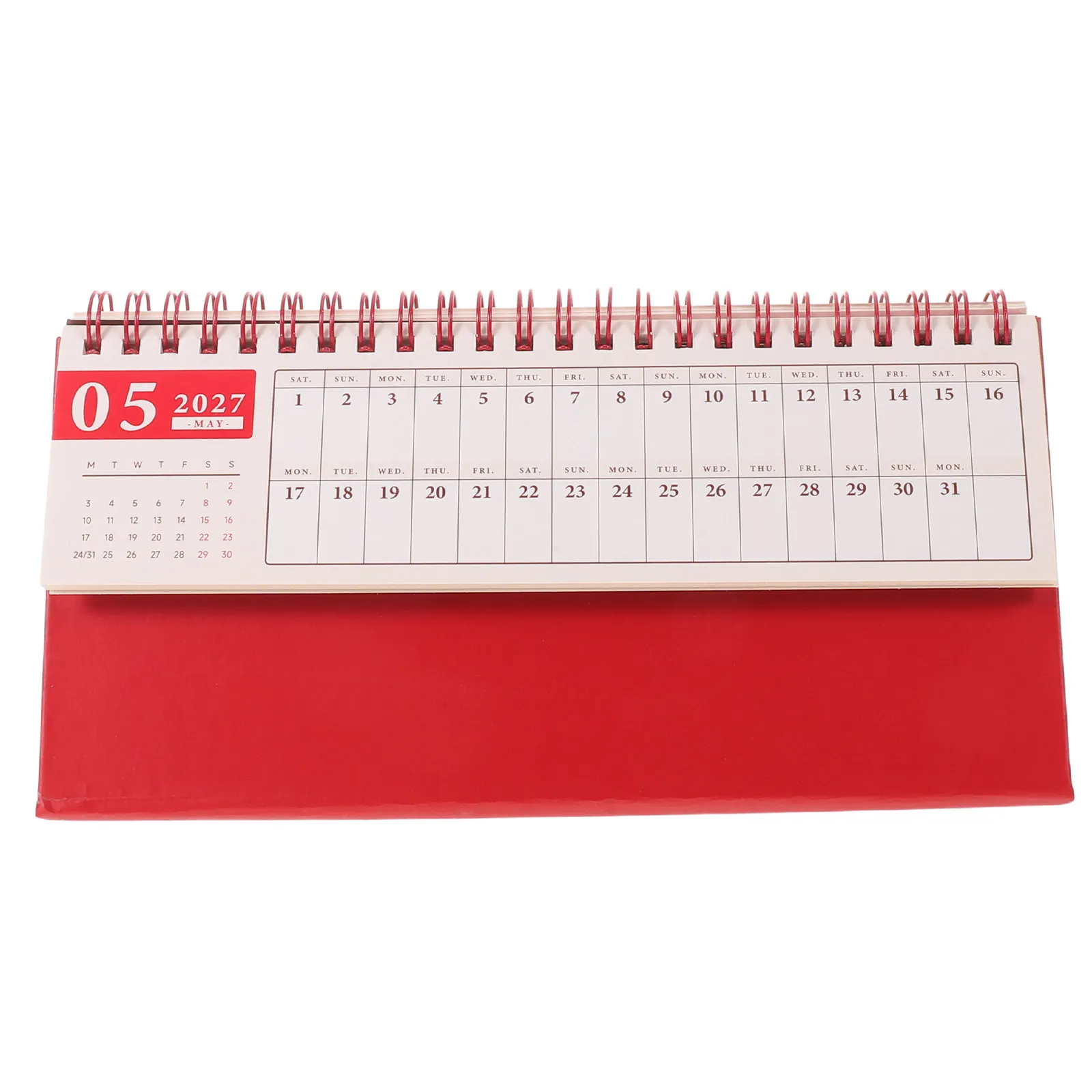 Small Calendar 2027 Red Mini Foldable Standing Flip Monthly Desktop Calendar Office Organizer Desk Date Display