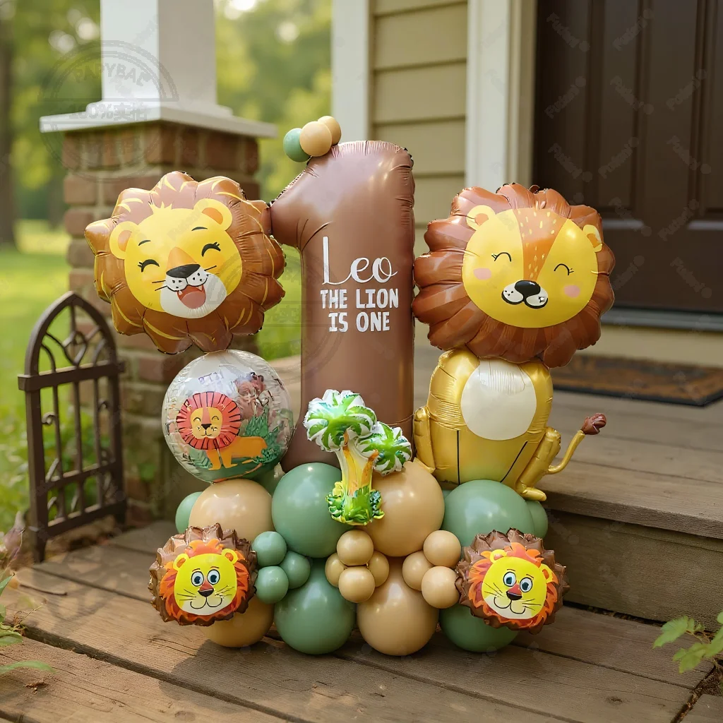 45 stücke Dschungel Tier Thema Ballon Schokolade Anzahl Ballon Set Cartoon Tier Festival Liefert Kinder Geburtstag Party Decorat