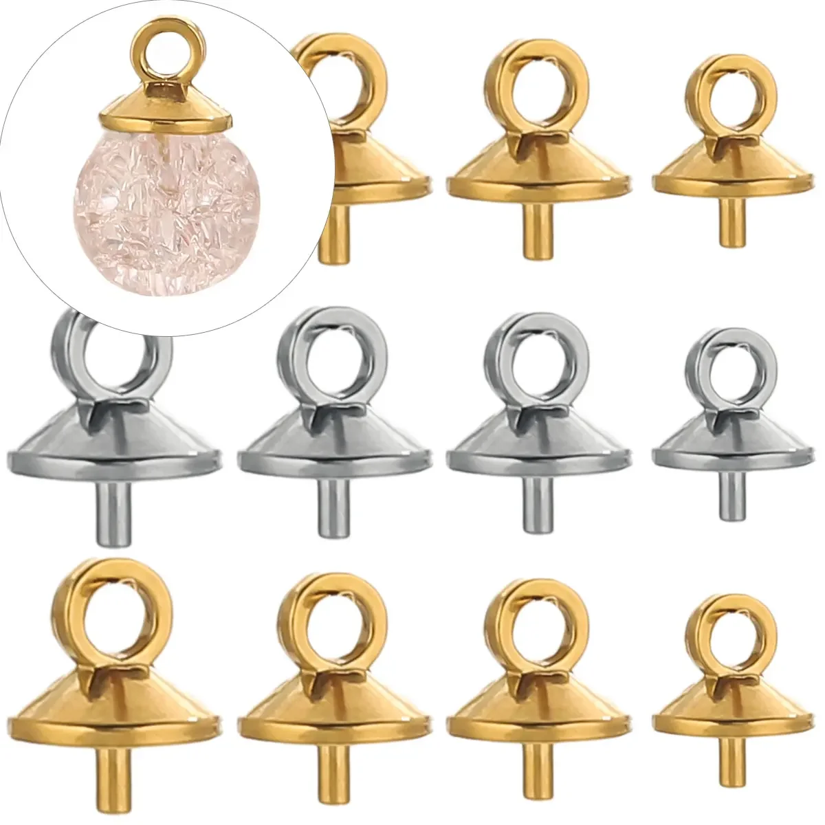 

10pcs Stainless Steel Gold Bead Caps High-Quality DIY Jewelry Making Supplies Charms Necklace Bracelet Accessories Wholesale