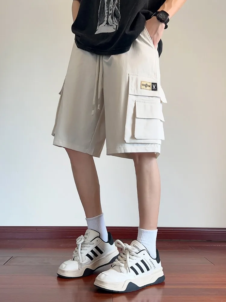 Men's Workwear orts Summer 2024 Trendy Brand Versatile Loose Straight Casual Mid-Length Sports Five-Quarter Pants