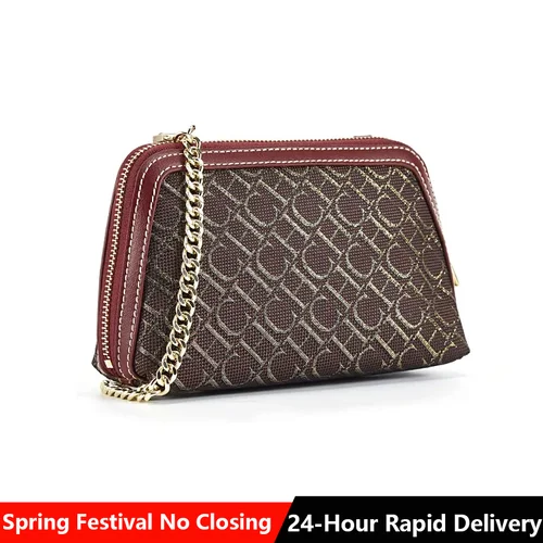 Bolso de hombro con estampado de letras CH, bolso de cuero de ante con cadena de lujo ligero, bolso de hombro con cadena, bandolera Retro de moda de diseñador