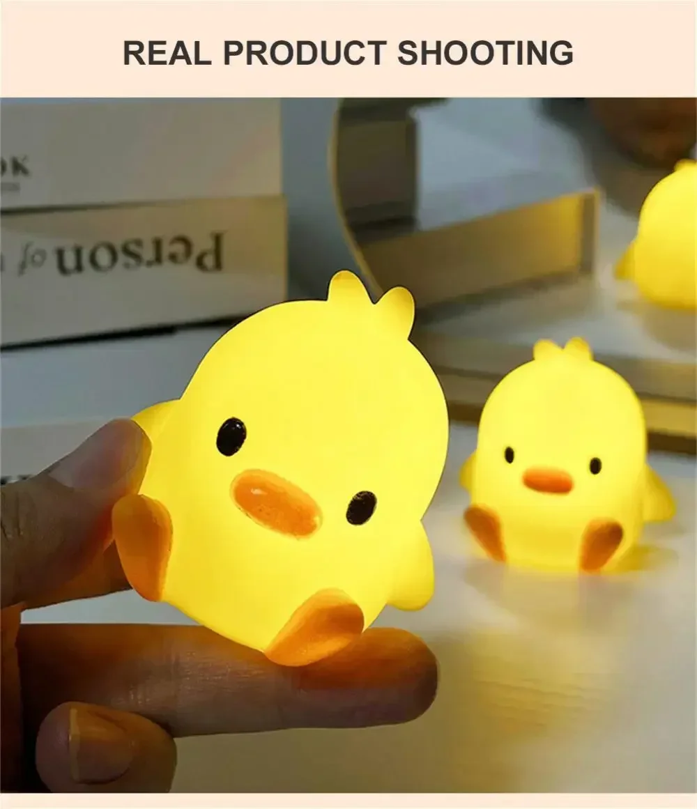 Cute Yellow Duck LED Night Light Cartoon Animal Creative regalo di compleanno per bambini Home Soft Light Bedlight