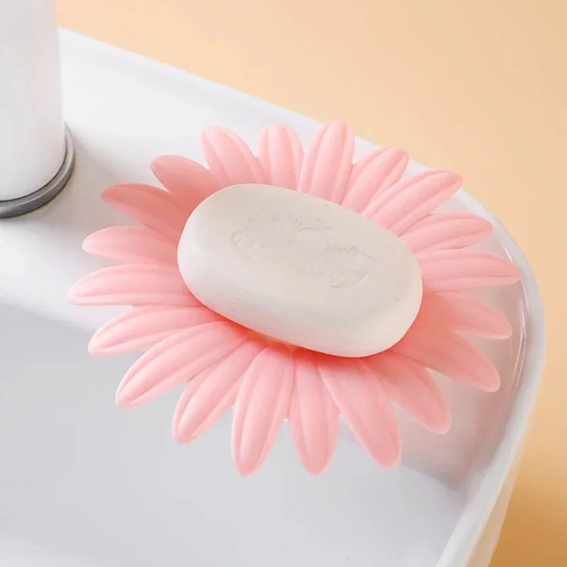 

Daisy Soap Dishes Non Perforated Household Cute Soap Holder Daisy Flower Double-layer Draining Soap Box Holder Bathroom Products