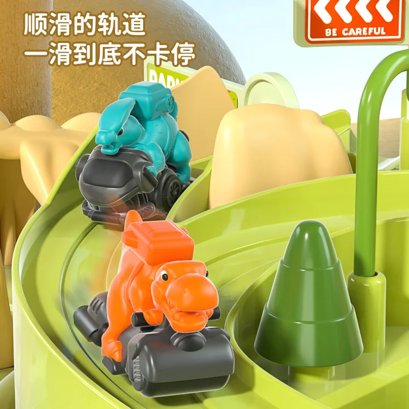 

New Dinosaur Car Toys Dino Adventure Curved Road Track Rail Vehicle Parking Lot Games For Children festival birthday Kid gift