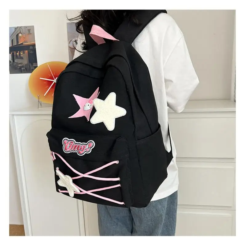 Sanrio Anime Hello Kitty Bags New Black Fashion Backpack College Student Large Capacity Schoolbag Mommy Travel Handbag Girl Gift