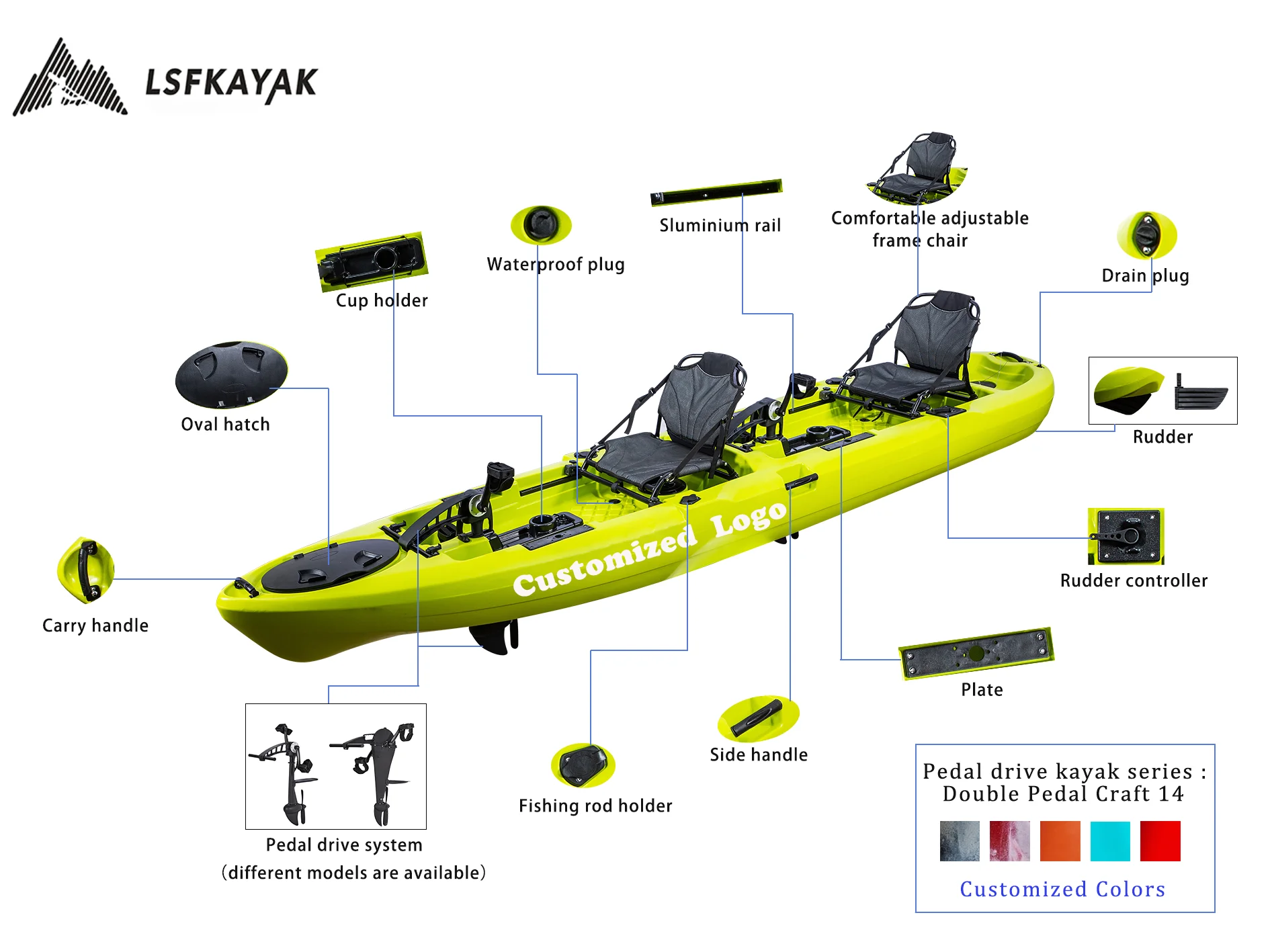 دواسة قدم بتصميم جميل لشخص واحد كاياك للصيادين #5