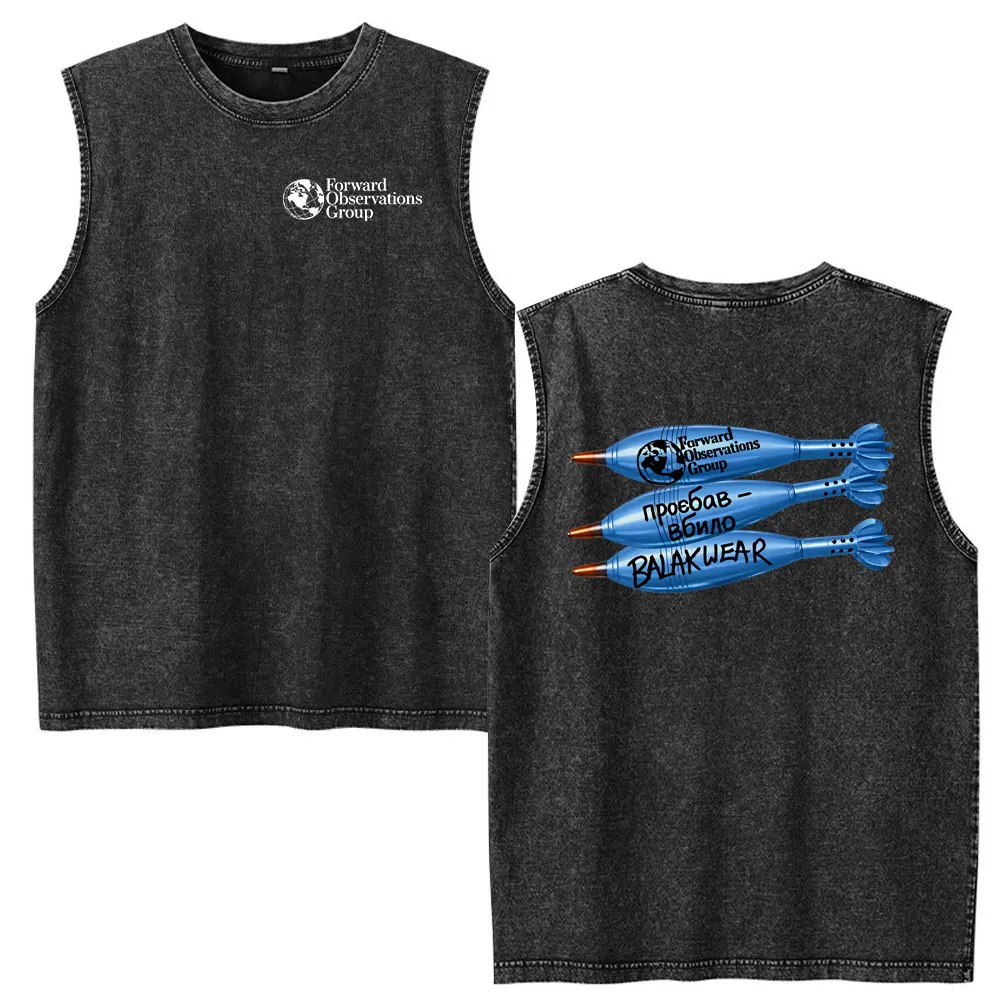 Forward Observations Group Vintage Washed Vest T Shirt Men's Women Clothing Fashion Oversized Sleeveless Tank Tops T-shirts