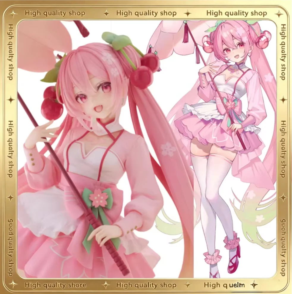Figura de Anime de Hatsune Miku con Vestido Color Cereza de Taito Amp, Modelo Miku Kt, Estatua Coleccionable, Juguete Decorativo