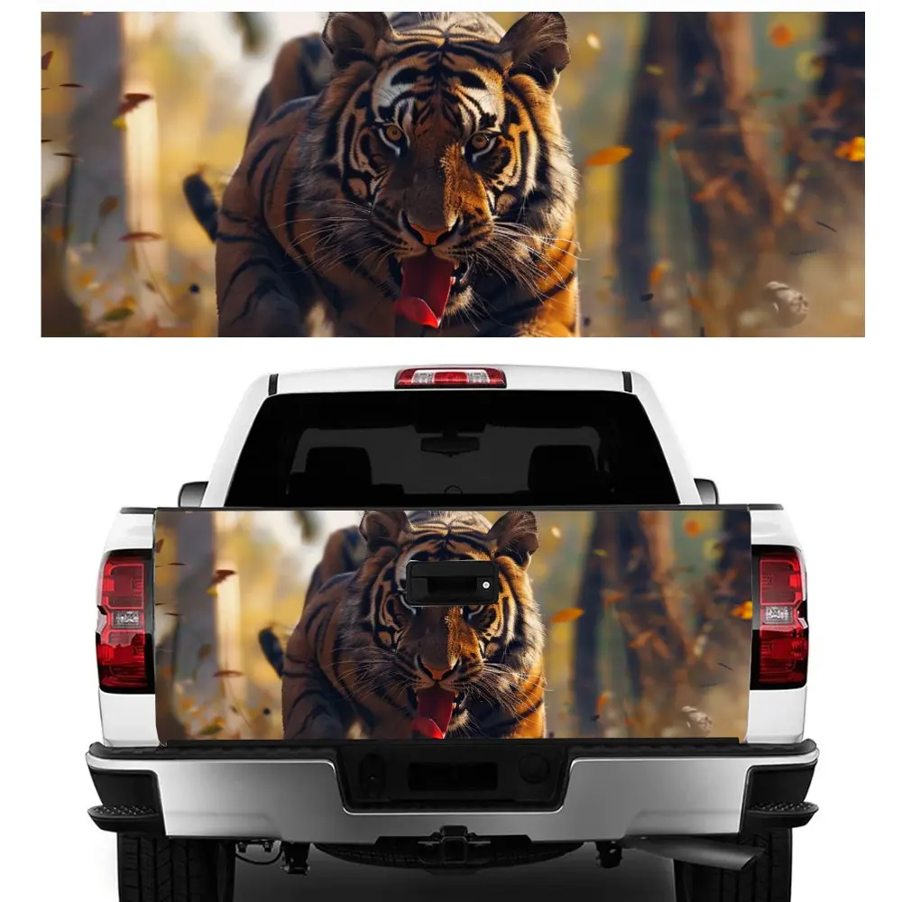 

Forest Wild Animal Tiger Fallen Leave Car Tail Trunk Protect Vinly Decal Auto Accessories Hood Decor Sticker for Off-road Pickup