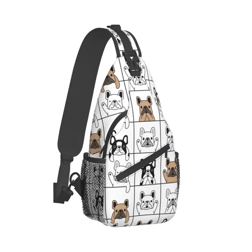 Sac à bandoulière personnalisé pour chiot bouledogue français, sac à dos de poitrine, sac à dos de voyage, sac de jour de randonnée, animal de compagnie cool, chien initié, mignon