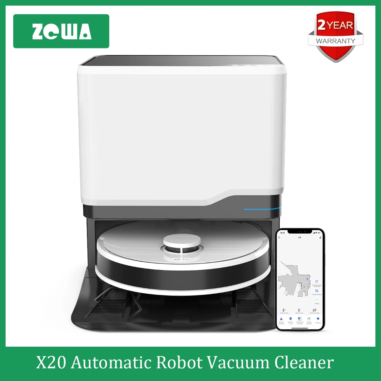 X20 Robot Vacuum and Mop Combo Auto Mop Washing Smart Home Appliance Mop & Sweeper Self-empty 3 in 1 Cleaning Machine