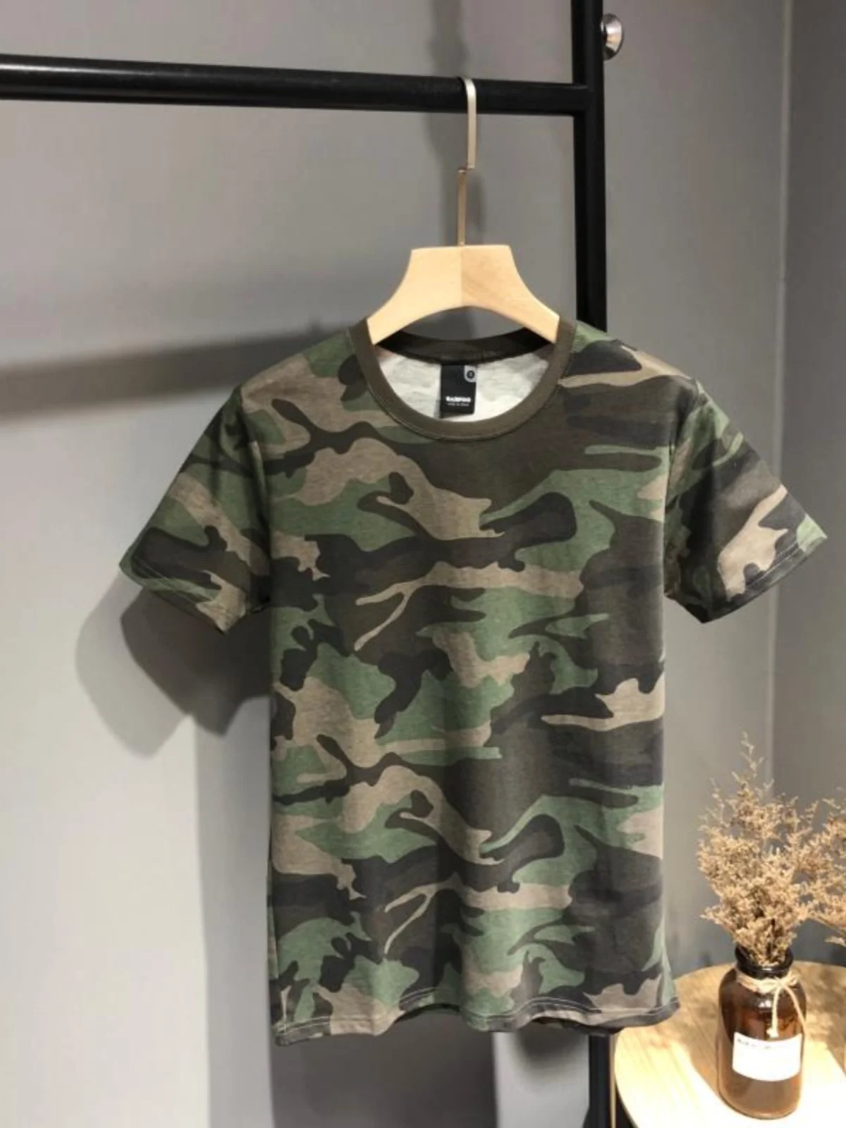 

Мужская повседневная камуфляжная футболка с коротким рукавом из чистого хлопка, универсальная летняя модная одежда для активного отдыха, прямой крой, базовый стиль