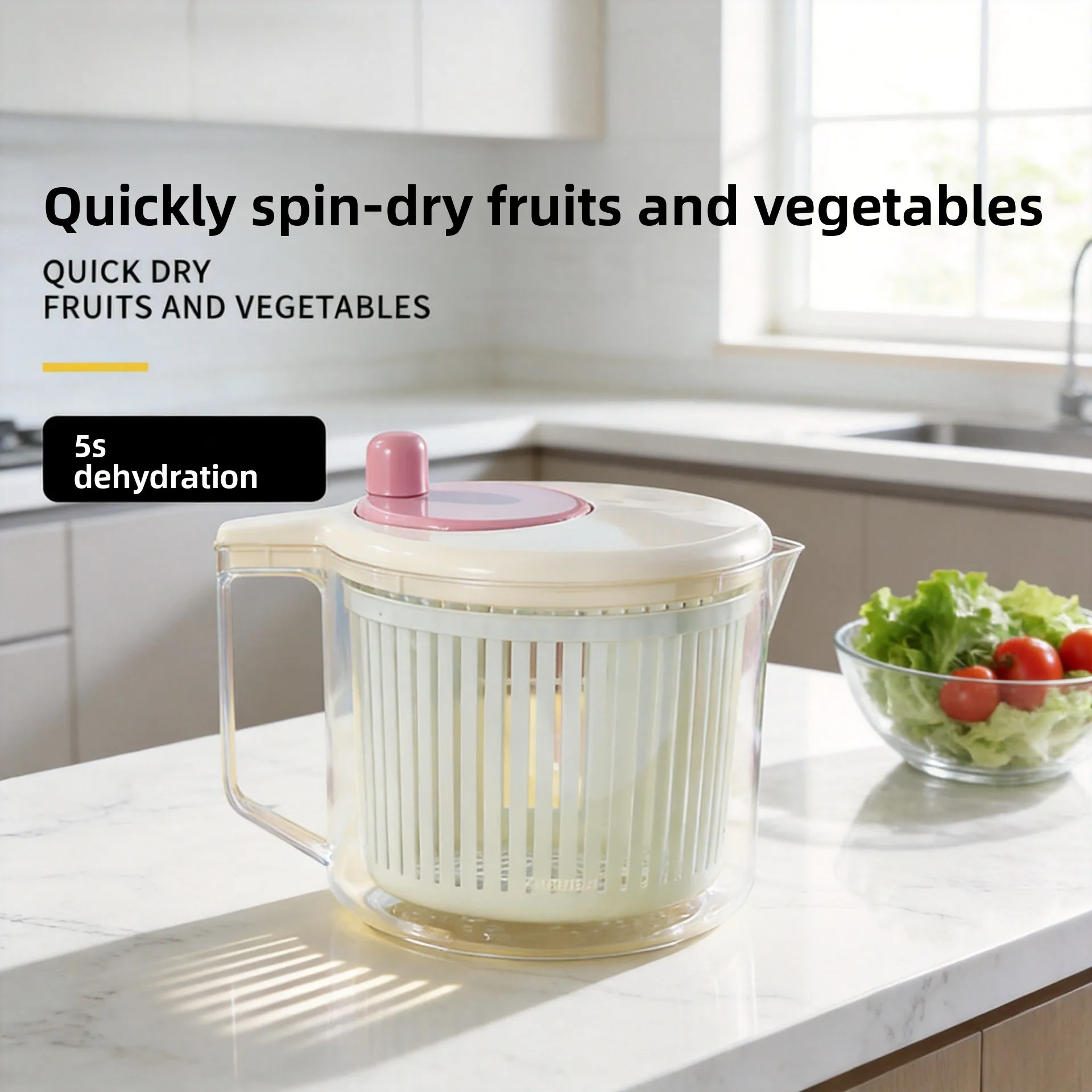 High Value Manual Vegetable Dehydrator with Handle Kitchen Salad Vegetable Dryer Vegetable Washing Fruit Dryer