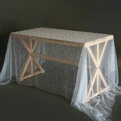 Elegant Pearl Chiffon Tablecloth Overlay - Luxurious Wedding Reception & Bridal Shower Decor - Perfect for Dessert Tables Party