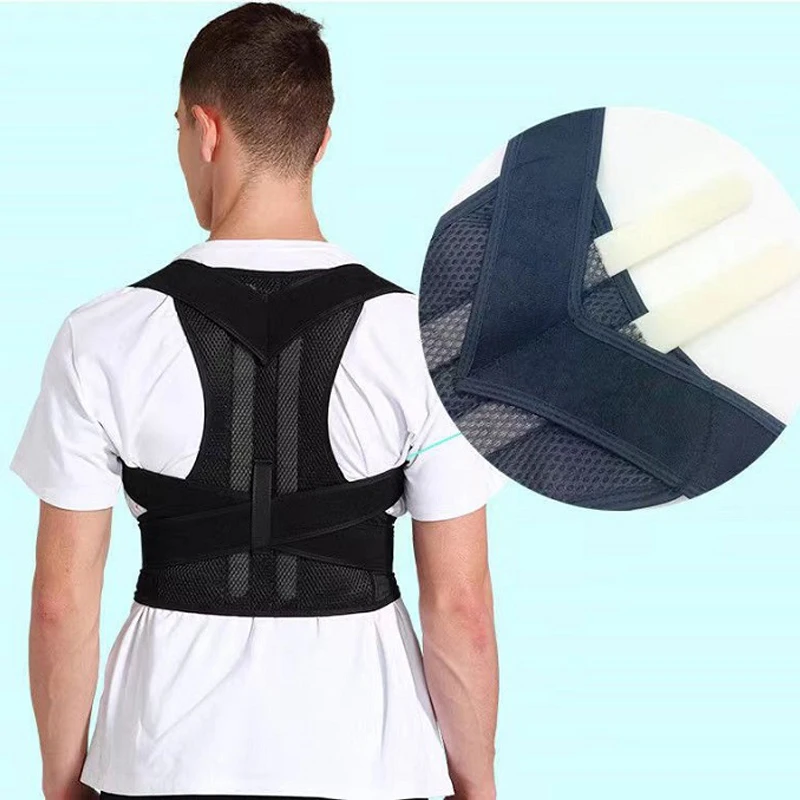 Adjustable Black Back Posture Corrector Shoulder Lumbar Spine Brace Support Belt Health Care for Men Women Unisex