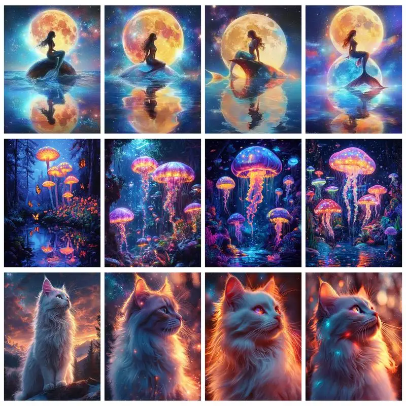 

RUOPOTY Painting By Numbers Sunshine Cat Acrylic Paint Paintings Diy Numbers Painting Coloring By Number Decor Art Decor For Hom