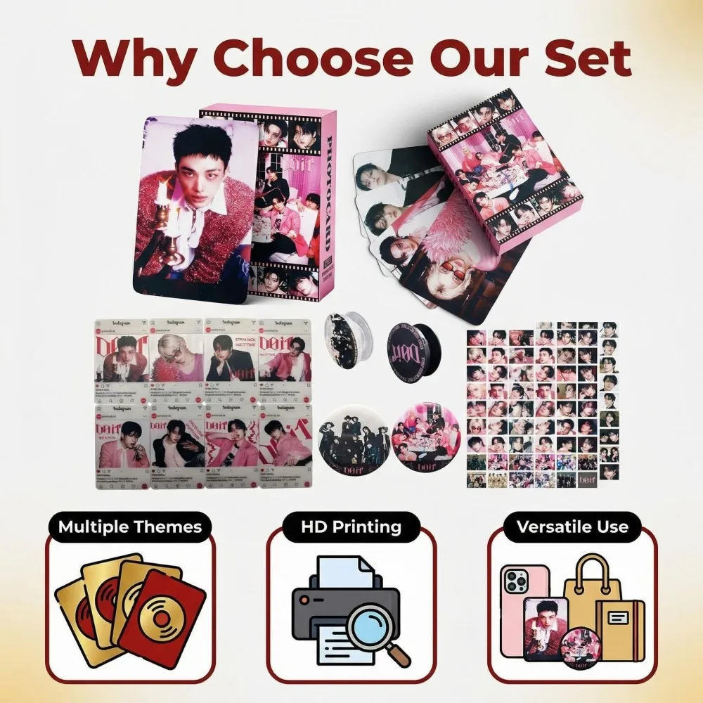 DO IT Theme Kpop Stray SKZ PhotoCard Sticker Idol 8 Transparent Card 2 Badges 2 Mobile Phone Ring Holder Notebook Decor DIY SKZ view 3