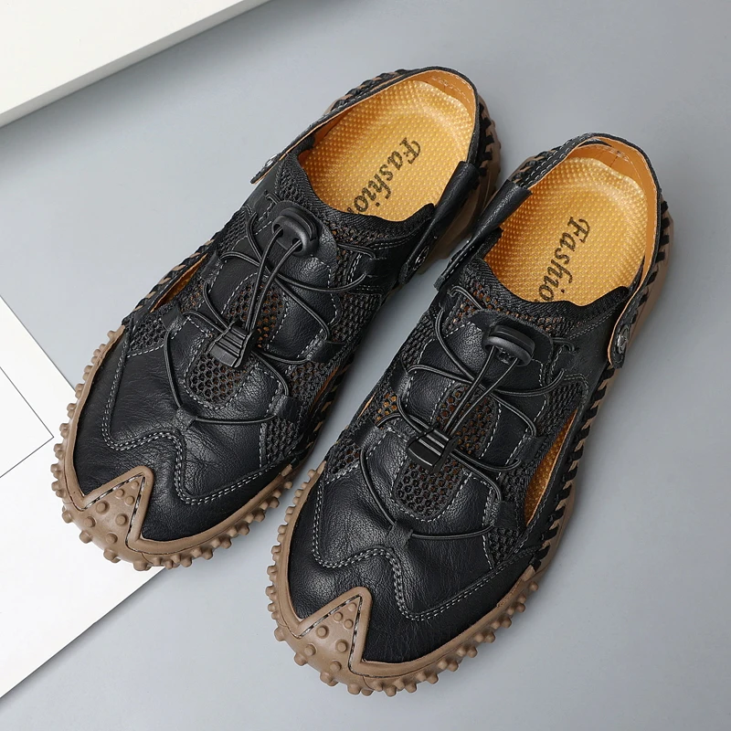 

Mesh shoes men's 2025 new summer breathable men's shoes, large mesh soft sole, one foot kicking hole shoes, casual