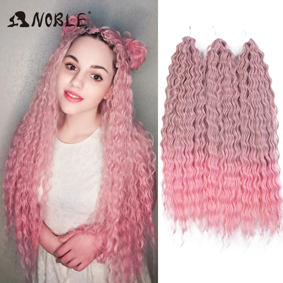 Extensions capillaires synthétiques ondulées de 24 pouces-Noble, coiffures tressées au crochet ombré