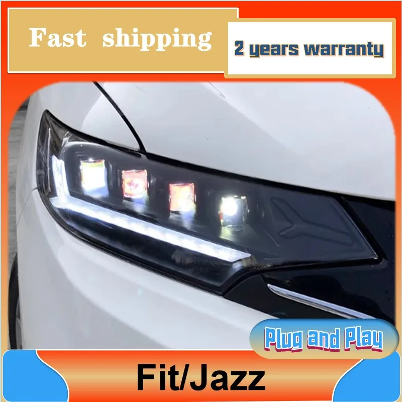 

Стайлинг автомобиля для фар Honda Fit 2014-2018 джазовая фара DRL указатель поворота ближнего и дальнего света линза проектора