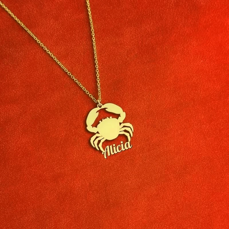 

Custom Crab Name Necklaces For Women Men Stainless Steel Customized Necklace Pendant Personalized Neck Chain Jewelry Gift