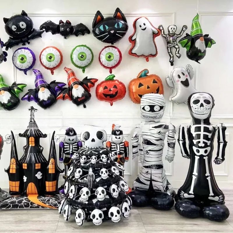 Base De Balão Inflável, esqueleto Em Pé, filme De Alumínio De Pilha, cartão De Decoração De Festa, embalagem Boutique