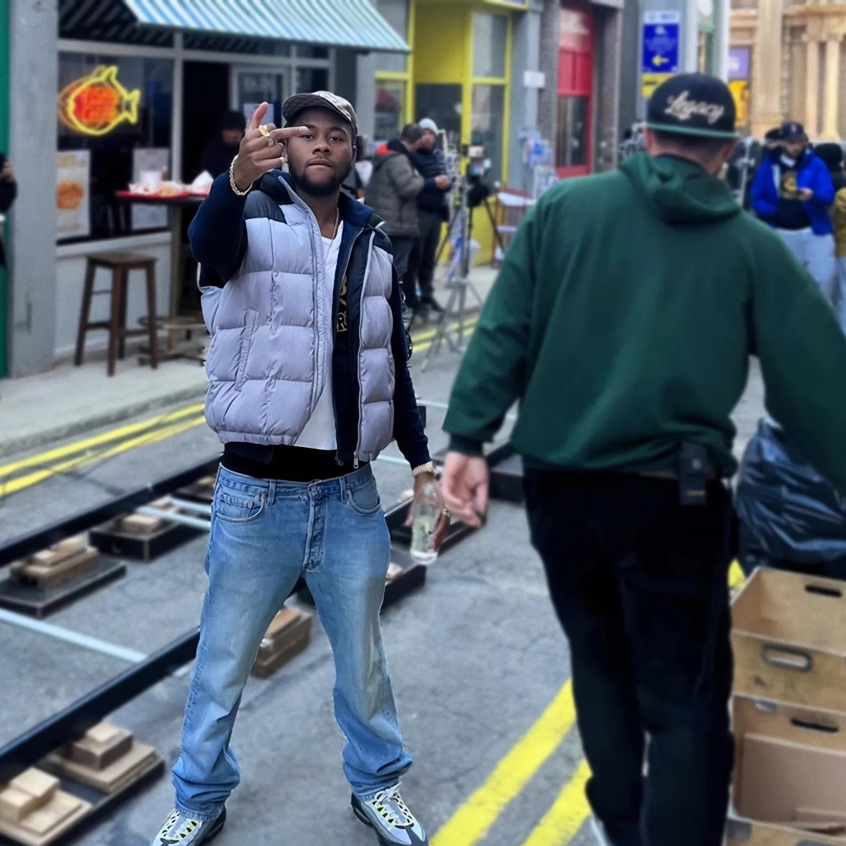 

American Sle Cotton Vest Men's Women's Collarl Jaet Youth Trendy Pure Color Zipper Closure Loose Fit Autumn Wear