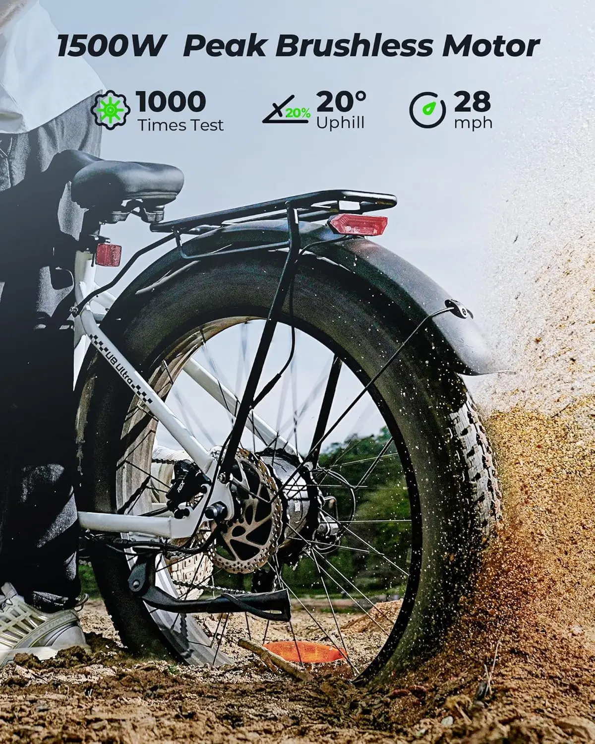 Olenwheel U8 Plus دراجة كهربائية للبالغين 1500 وات 48 فولت 13 أمبير ذروة محرك الفرامل الهيدروليكية Ebike 26 بوصة خطوة من خلال الدهون الإطارات ركاب E الدراجة #6
