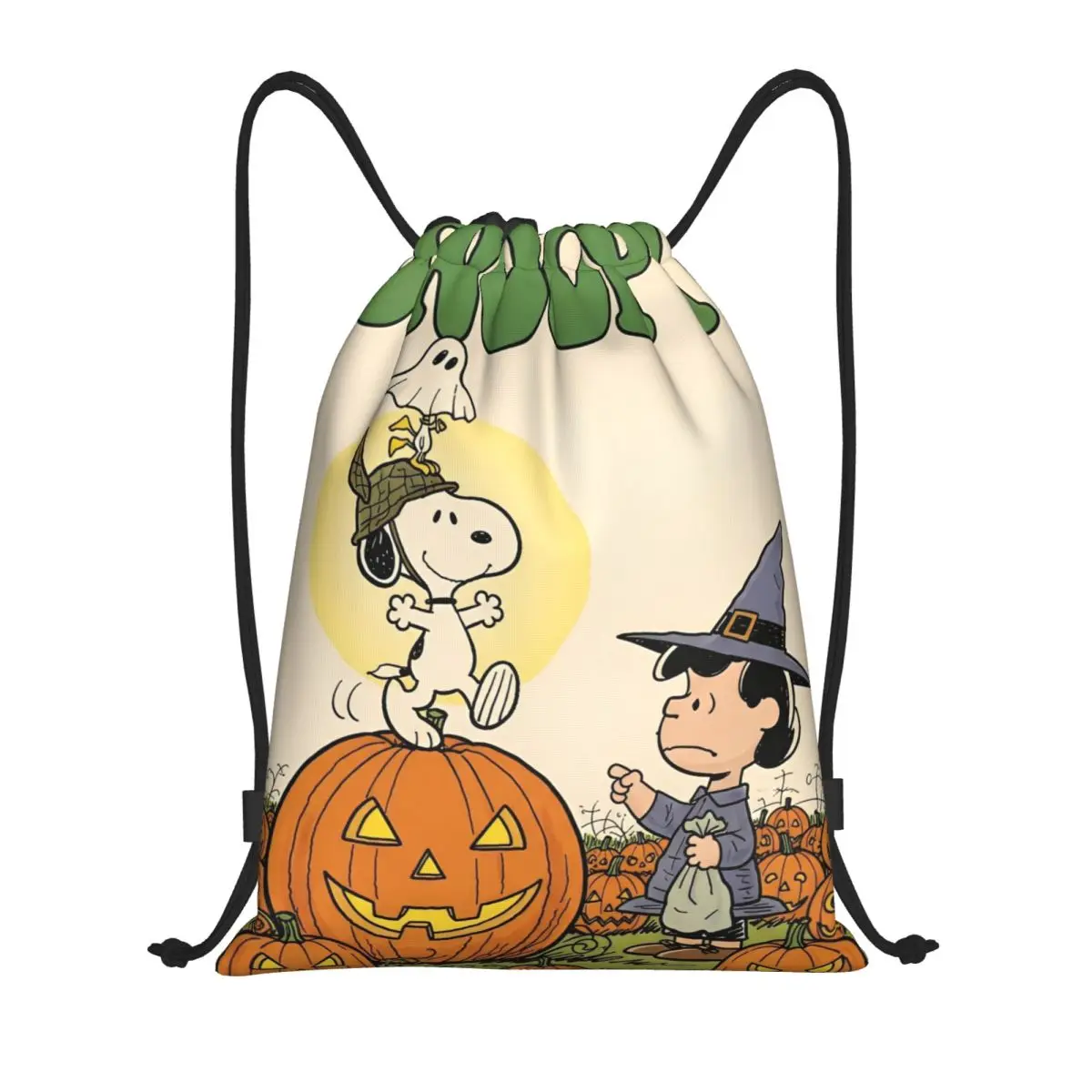 

Счастливый Хэллоуин Снупи Рюкзак на шнурке Спортивный спортивный рюкзак Сумки на шнурке для йоги