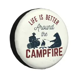 Custom Happy Camper Adventure Camping Spare Tire Cover for Prado Pajero Wrangler Jeep RV SUV Trailer Car Wheel Protector Covers