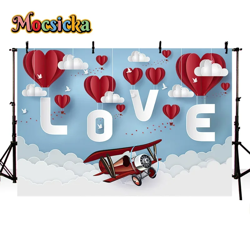 Mocsicka Valentine's Day Party Photography Background Sky Love Backdrop Romantic Dating Couple Portrait Photo Banner Studio Prop